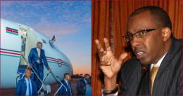 Collaged photos of President William Ruto disembarking from a plane and lawyer Ahmednasir Abdullahi.